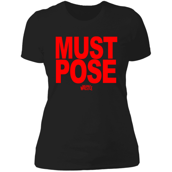 Must Pose Red Logo (STW)- Ladies' Boyfriend T-Shirt