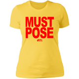 Must Pose Red Logo (STW)- Ladies' Boyfriend T-Shirt