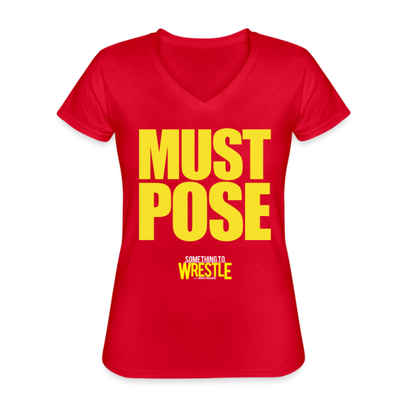 Must Pose (STW)-  Women's V-Neck T-Shirt - red