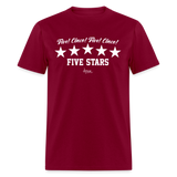 Five Stars Classic T-Shirt Up To 6XL - burgundy
