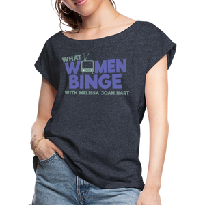 What Women Binge Roll Cuff T-Shirt - navy heather