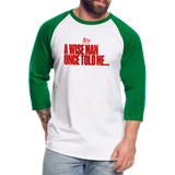 Wise Man (Snake Pit)- Baseball T-Shirt - white/kelly green