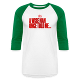 Wise Man (Snake Pit)- Baseball T-Shirt - white/kelly green